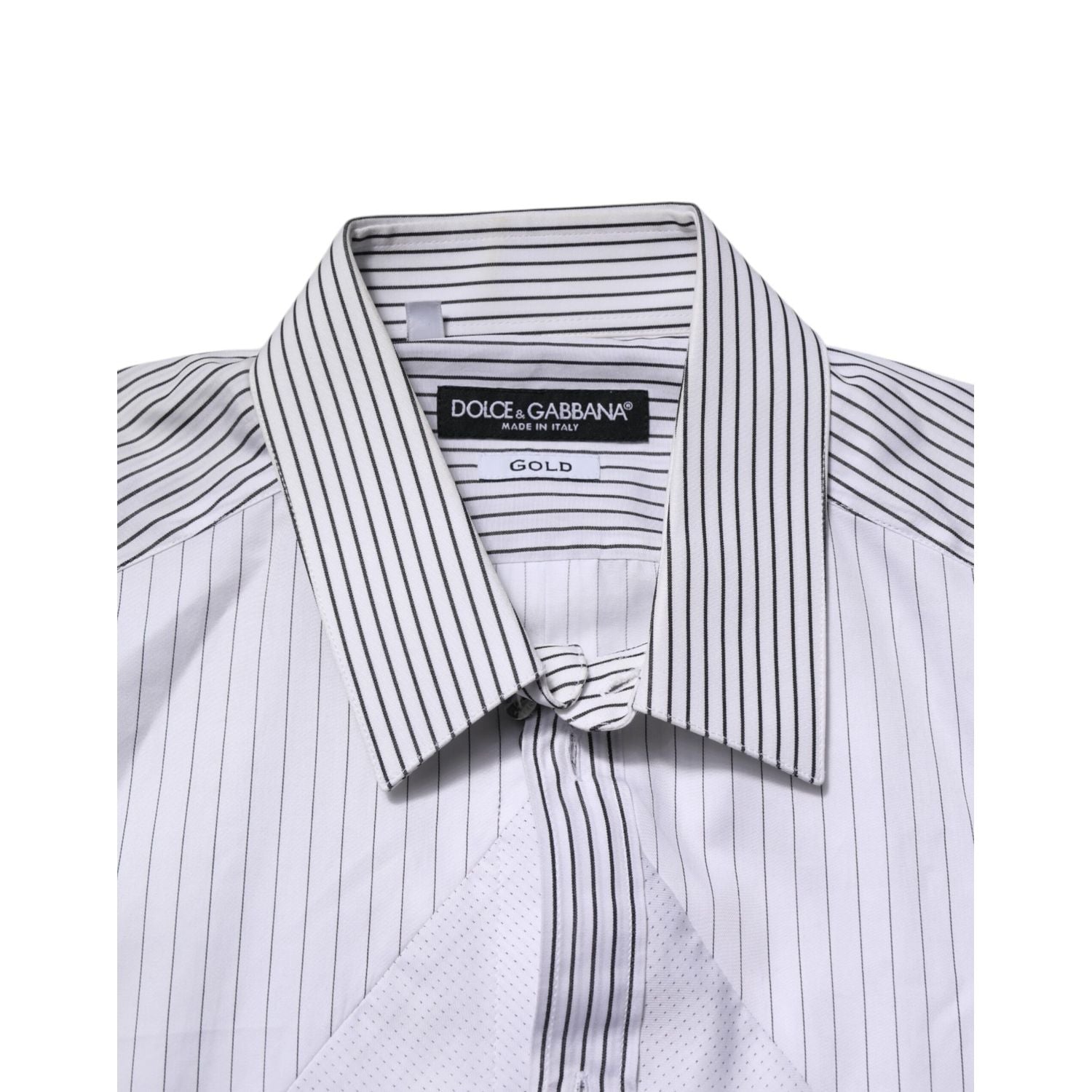 Dolce & Gabbana White Striped GOLD Long Sleeves Dress Shirt