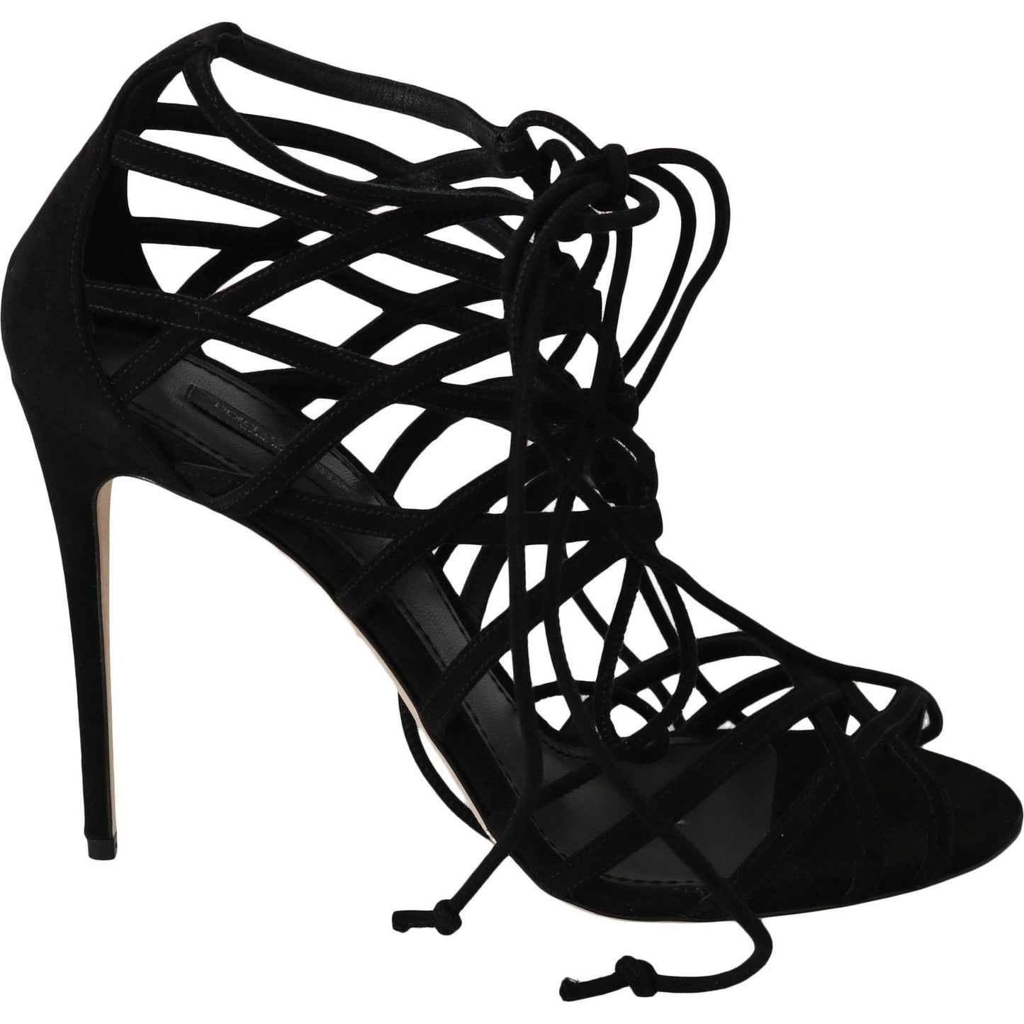 Dolce & Gabbana Black Suede Strap Stilettos Sandals LA5958-36.5