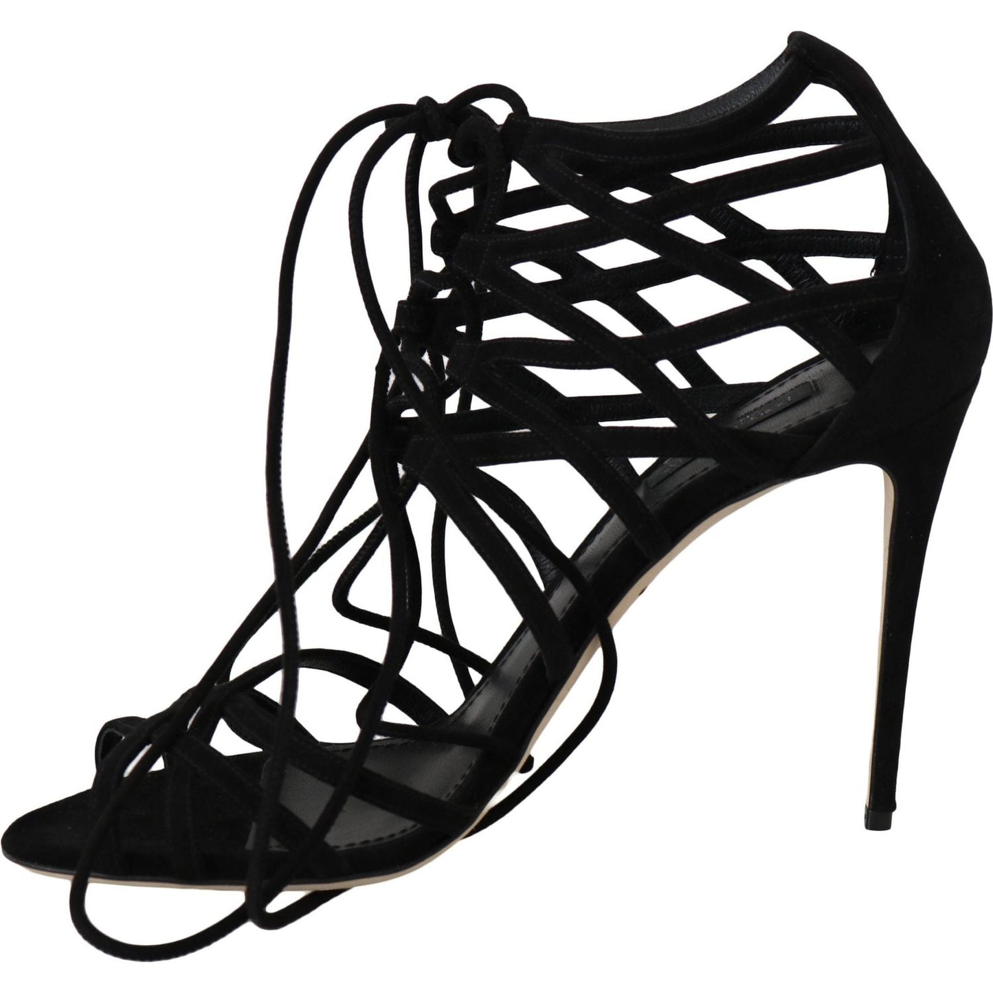Dolce & Gabbana Black Suede Strap Stilettos Sandals LA5958-36.5