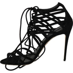Dolce & Gabbana Black Suede Strap Stilettos Sandals LA5958-36.5