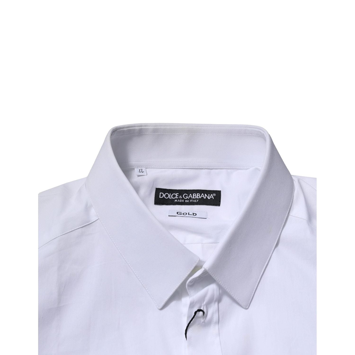 Dolce & Gabbana White Cotton GOLD Long Sleeves Dress Shirt