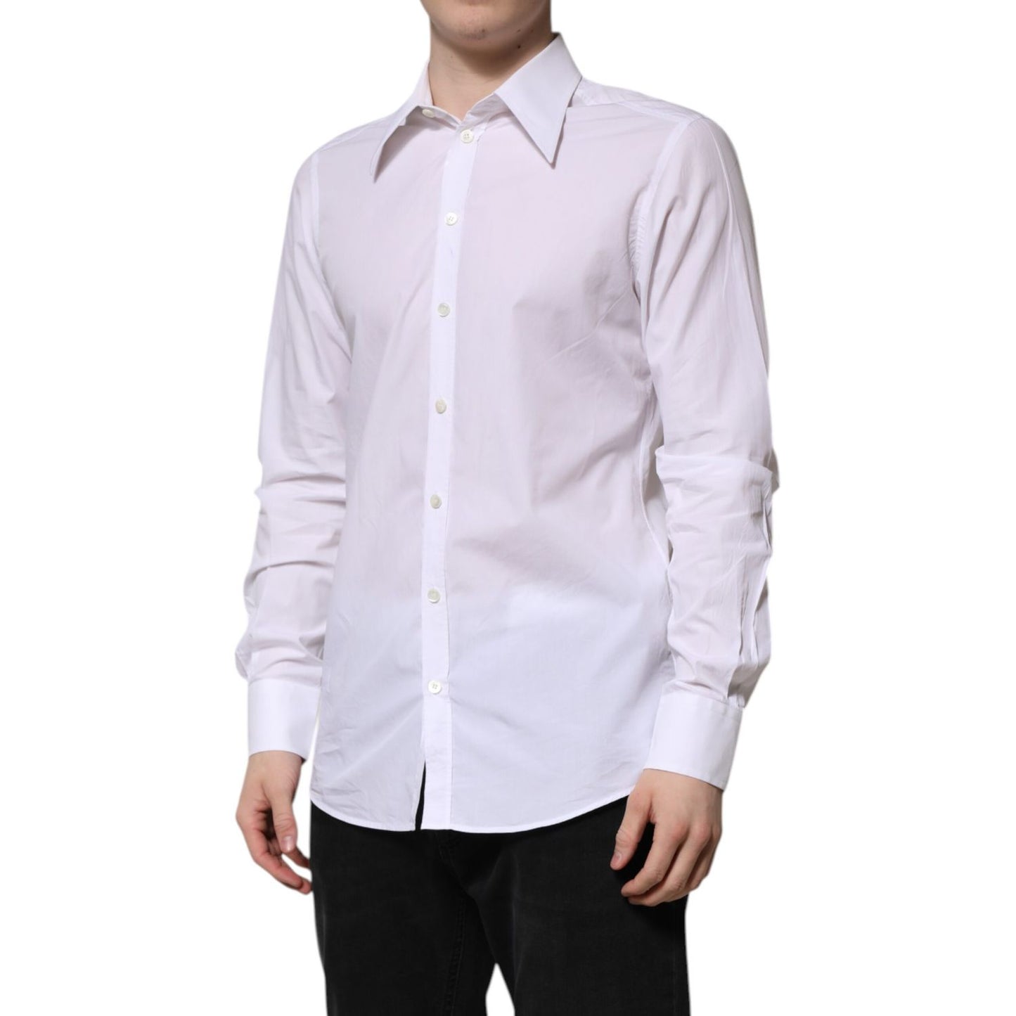 Dolce & Gabbana White Cotton Long Sleeves Dress Shirt