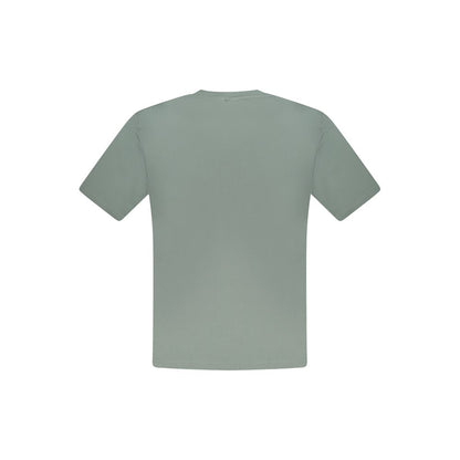 Back view of North Sails Green Cotton Men T-Shirt, showcasing short sleeves and crew neck design in vibrant green.