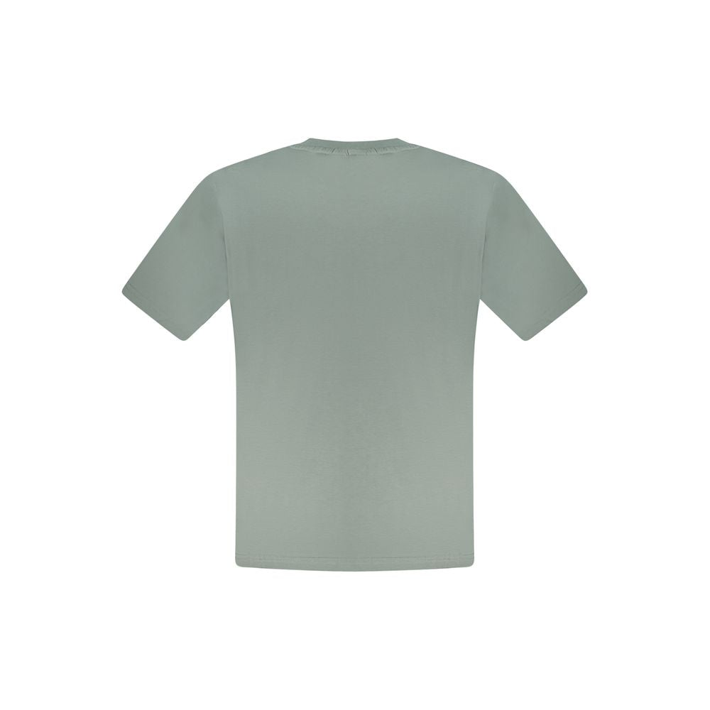 Back view of North Sails Green Cotton Men T-Shirt, short sleeves, crew neck, bold green color with iconic logo. Fashionable and comfortable choice.