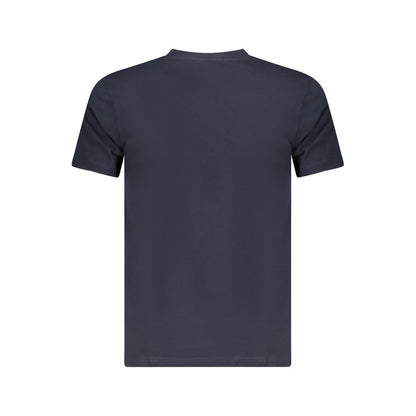 Cavalli Class Blue Cotton Men T-Shirt showcasing back view, short sleeves, and crew neck design.