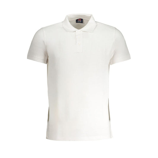 Norway 1963 White Cotton Polo Shirt with short sleeves, 3 buttons, embroidery, and logo displayed.