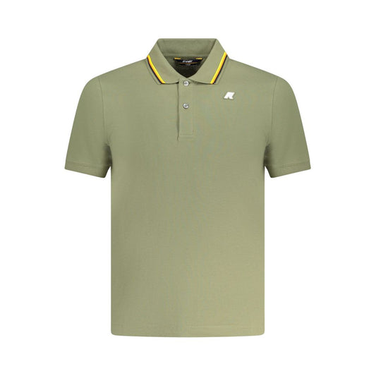 K-WAY Green Cotton Polo Shirt with short sleeves, 2 buttons, contrasting details, and logo application, perfect for casual style.