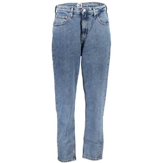 Tommy Hilfiger Blue Cotton Women Jeans - Ultra High Tapered with classic embroidery and logo for vintage and modern style.