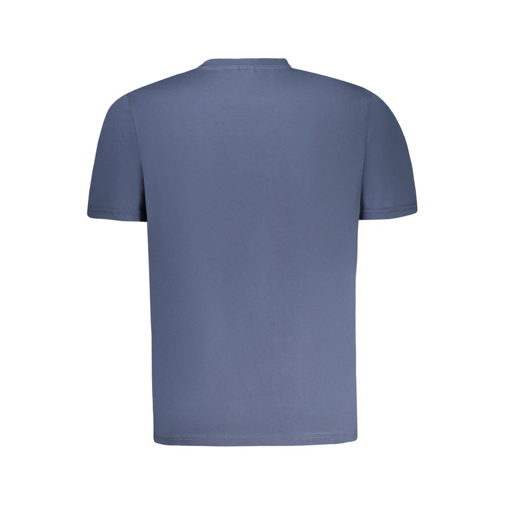 Back view of a North Sails Blue Cotton Men T-Shirt in soft cotton with a crew neck, showcasing sleek design and quality craftsmanship.
