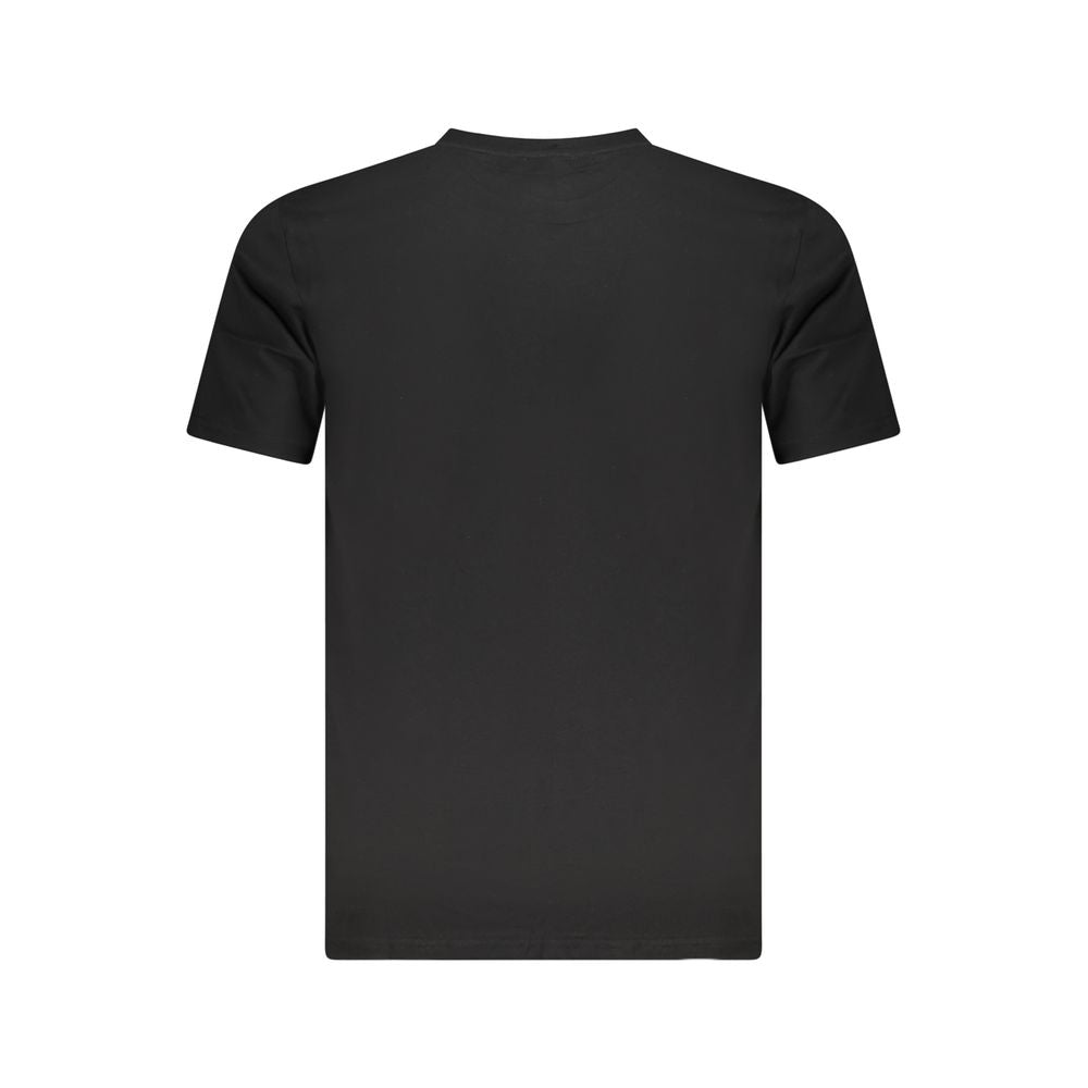 Cavalli Class Black Cotton Men T-Shirt for modern style and comfort, featuring bold print and logo, crafted from premium cotton.