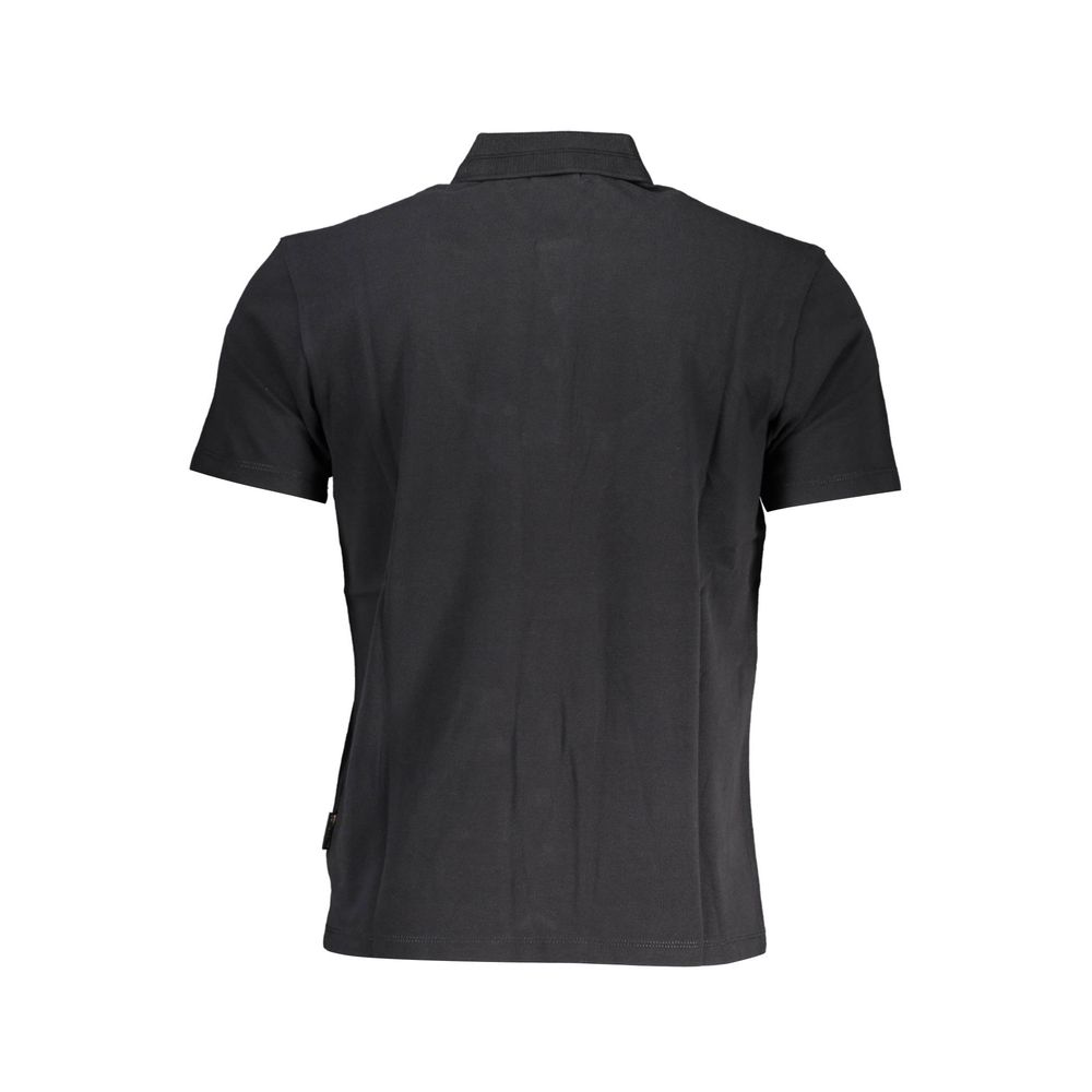 Napapijri Black Cotton Men Polo Shirt - back view showcasing classic design and regular fit, made from quality cotton material.