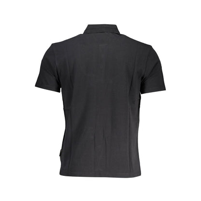 Napapijri Black Cotton Men Polo Shirt - back view showcasing classic design and regular fit, made from quality cotton material.