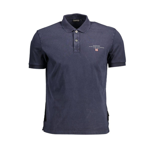 Napapijri Blue Cotton Men Polo Shirt with short sleeves and logo