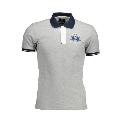 La Martina Gray Cotton Polo Shirt