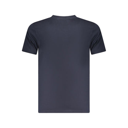 Rear view of Cavalli Class Blue Cotton Men T-Shirt showcasing soft cotton fabric and stylish design.