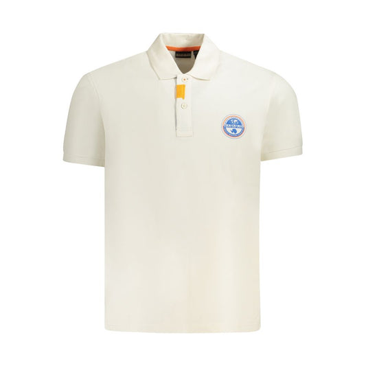 Napapijri White Cotton Men Polo Shirt with logo and contrasting details, embodying contemporary style and effortless chic.