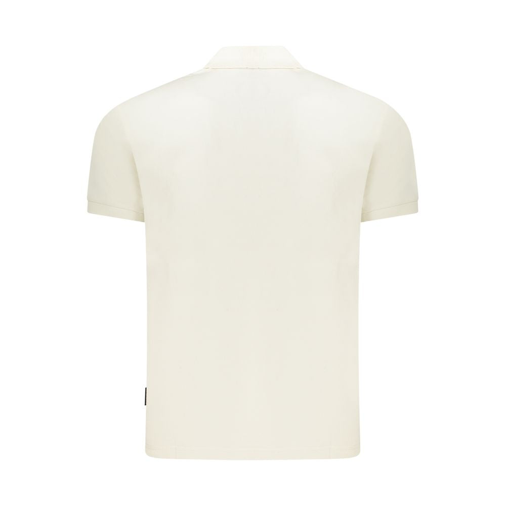 Back view of Napapijri White Cotton Men Polo Shirt showcasing relaxed fit and contemporary design