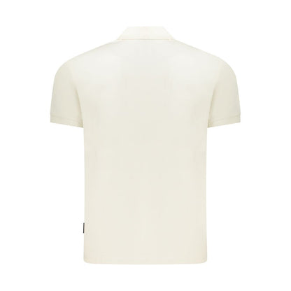 Back view of Napapijri White Cotton Men Polo Shirt showcasing relaxed fit and contemporary design
