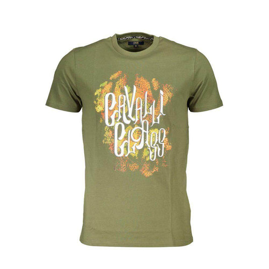 Cavalli Class Green Cotton Men T-Shirt CA-37861-L