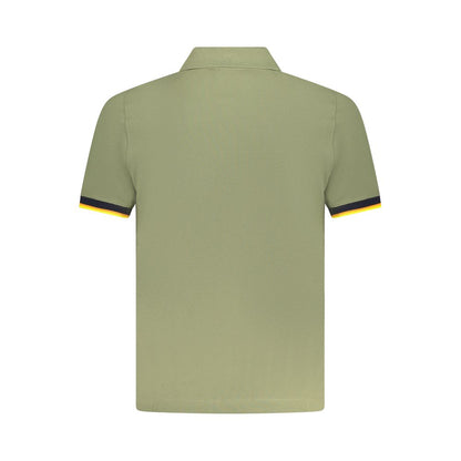 K-WAY Green Cotton Polo Shirt with short sleeves, 2 buttons, contrasting details, and logo application