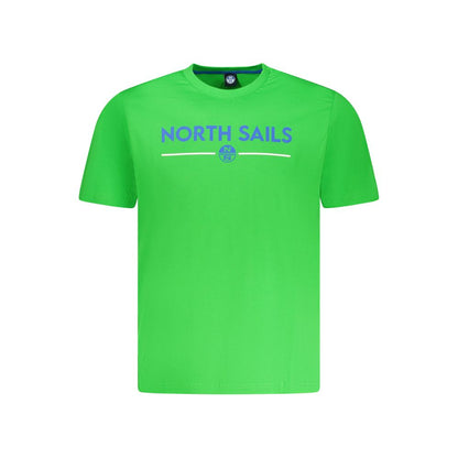 North Sails Green Cotton Men T-Shirt with bold logo on green background