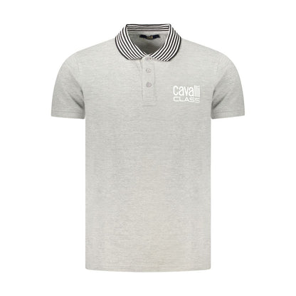 Cavalli Class Gray Cotton Polo Shirt