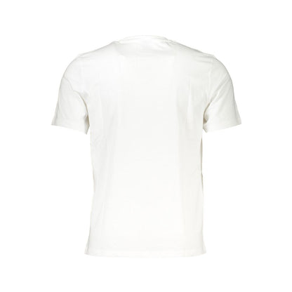 Back view of North Sails White Cotton T-Shirt, short sleeved with crew neck and logo print.