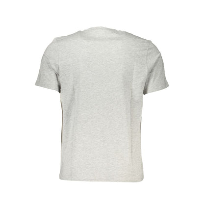 Back view of a North Sails Brown Cotton Men T-Shirt in gray shade on white background, showcasing short sleeves and casual fit.