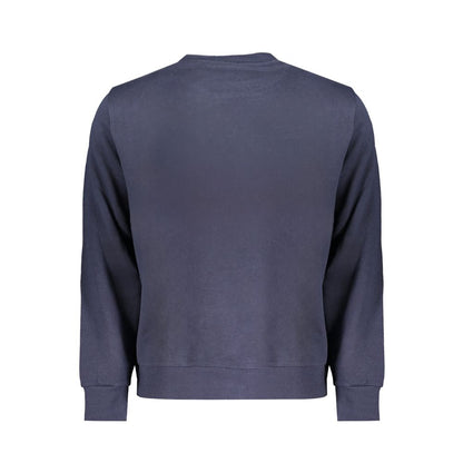 Back view of North Sails Blue Cotton Men Sweater, showcasing brushed cotton fabric and crew neck design.