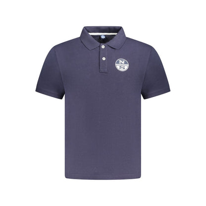 North Sails Blue Cotton Men Polo Shirt with logo detail and short sleeves, ideal for a stylish and casual wardrobe.
