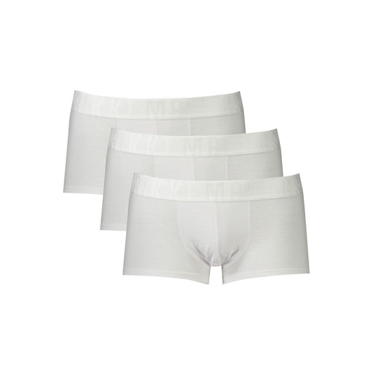 Bikkembergs White Polyester Men Boxer tri-pack with elastic waistband and tonal design.