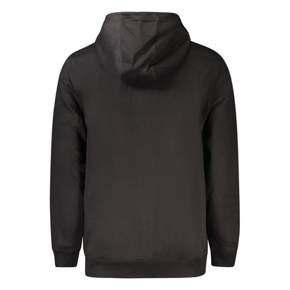 Back view of Tommy Hilfiger Black Cotton Men Sweater with hood, showcasing sleek design and classic casual style.