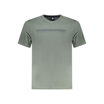 North Sails Green Cotton Men T-Shirt with logo print, crew neck, short sleeves, premium cotton fabric.