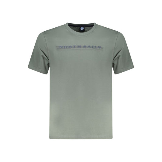 North Sails Green Cotton Men T-Shirt with logo print, crew neck, short sleeves, premium cotton fabric.