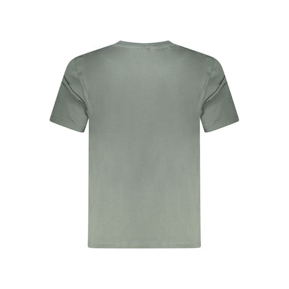 Back view of North Sails Green Cotton Men T-Shirt featuring short sleeves and crew neck design, ensuring style and comfort.