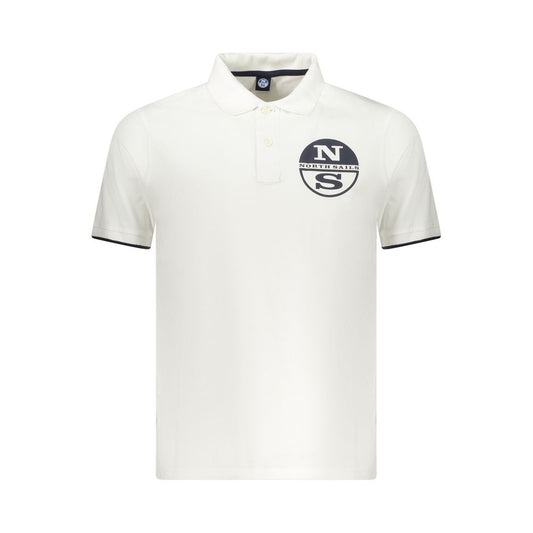 North Sails White Cotton Men Polo Shirt with logo and contrasting details, perfect for sporty sophistication and comfort.
