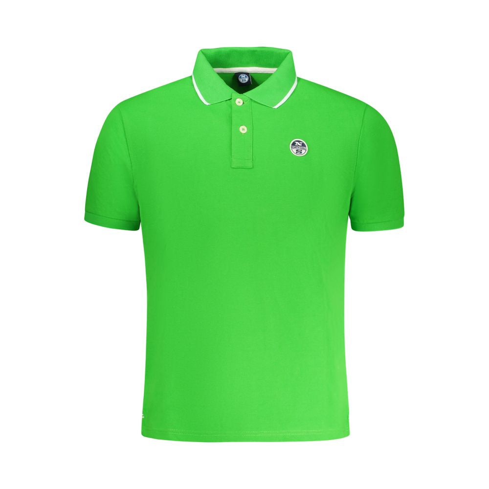North Sails Green Cotton Men Polo Shirt with logo, short sleeve, vibrant green color, premium 100% cotton, ideal for casual or urban wear