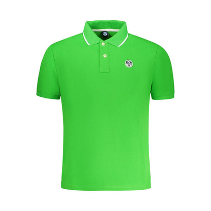North Sails Green Cotton Men Polo Shirt with logo, short sleeve, vibrant green color, premium 100% cotton, ideal for casual or urban wear