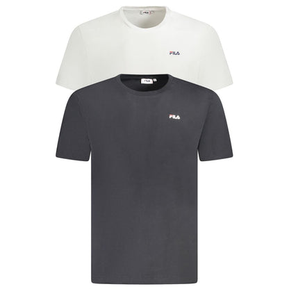 Fila White Cotton Men T-Shirt bi-pack featuring black and white organic cotton t-shirts with Fila logo, casual wardrobe staple.