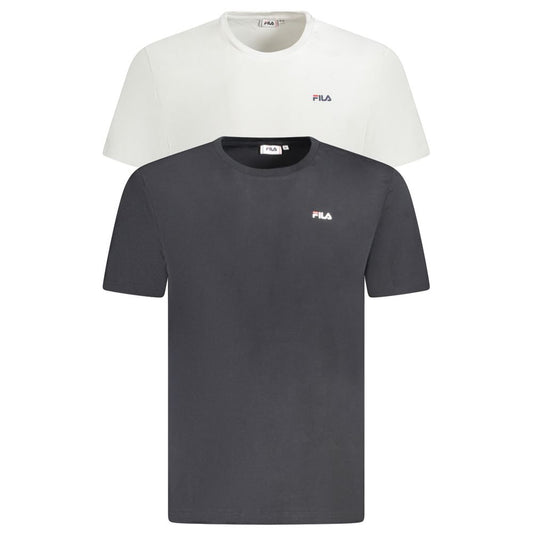 Fila White Cotton Men T-Shirt bi-pack featuring black and white organic cotton t-shirts with Fila logo, casual wardrobe staple.