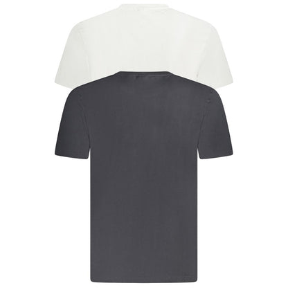 Fila White Cotton Men T-Shirt bi-pack featuring black and white organic cotton tees with bold logo print for casual style.