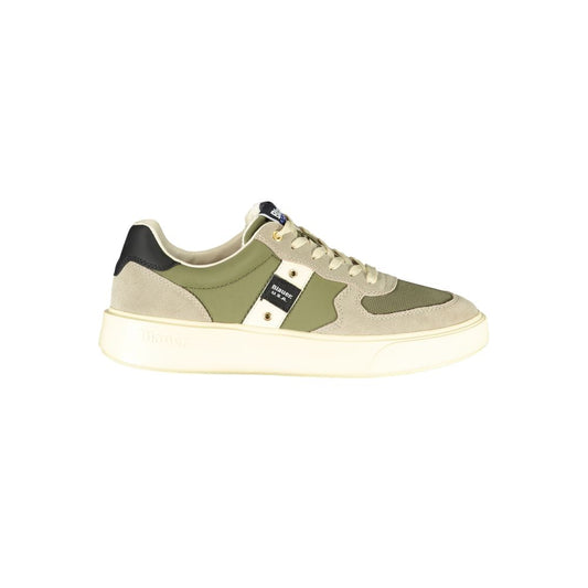 Blauer Green Leather Men Sneaker, stylish and durable sports shoe with bold green palette and Blauer logo.