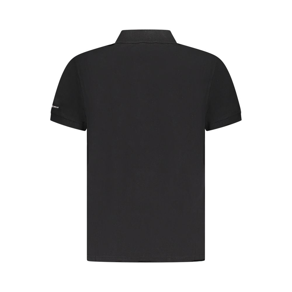 Back view of Trussardi Black Cotton Men Polo Shirt with short sleeves and classic design.
