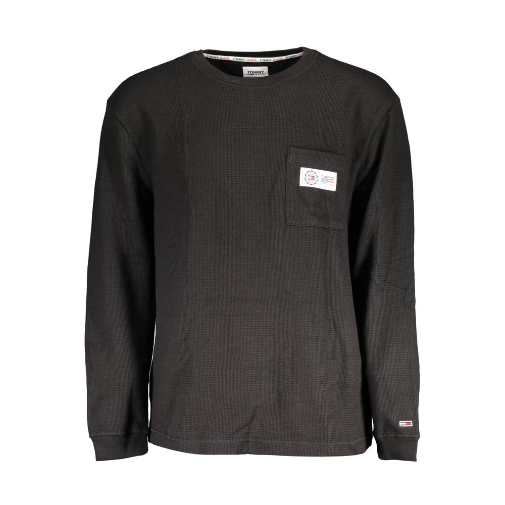 Tommy Hilfiger Black Cotton Men Sweater with crew neck and embroidered logo