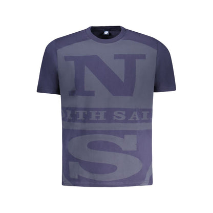 North Sails Blue Cotton Men T-Shirt featuring crew neck and signature logo design.