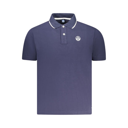 North Sails Blue Cotton Men Polo Shirt with short sleeves and contrasting details featuring the iconic North Sails logo.