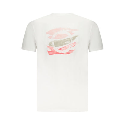 Trussardi White Cotton Men T-Shirt with brush print and logo on back, perfect for luxury casual style.