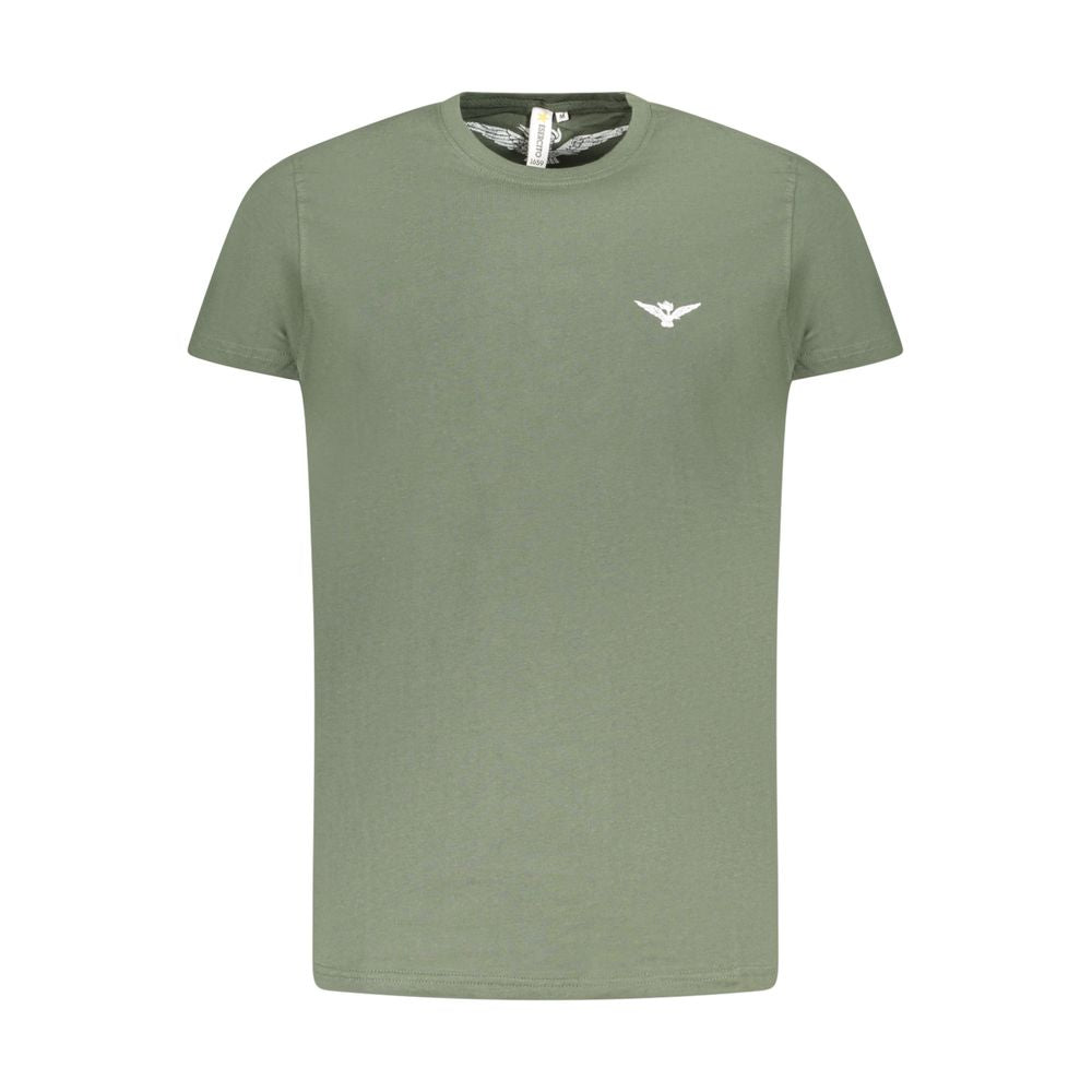 Accademia Militare Green Cotton T-Shirt with eagle print and crew neck