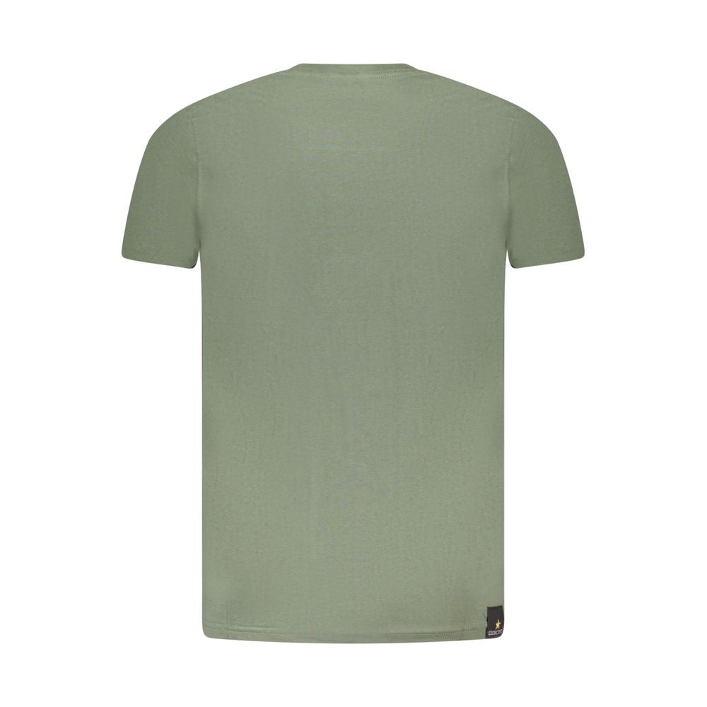 Back view of Accademia Militare Green Cotton T-Shirt with short sleeves, crew neck, and logo print design.