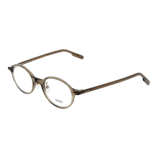 Ermenegildo Zegna Gray Men Glasses Frame in full-rim round style with plastic construction, grey frame and demo lenses.